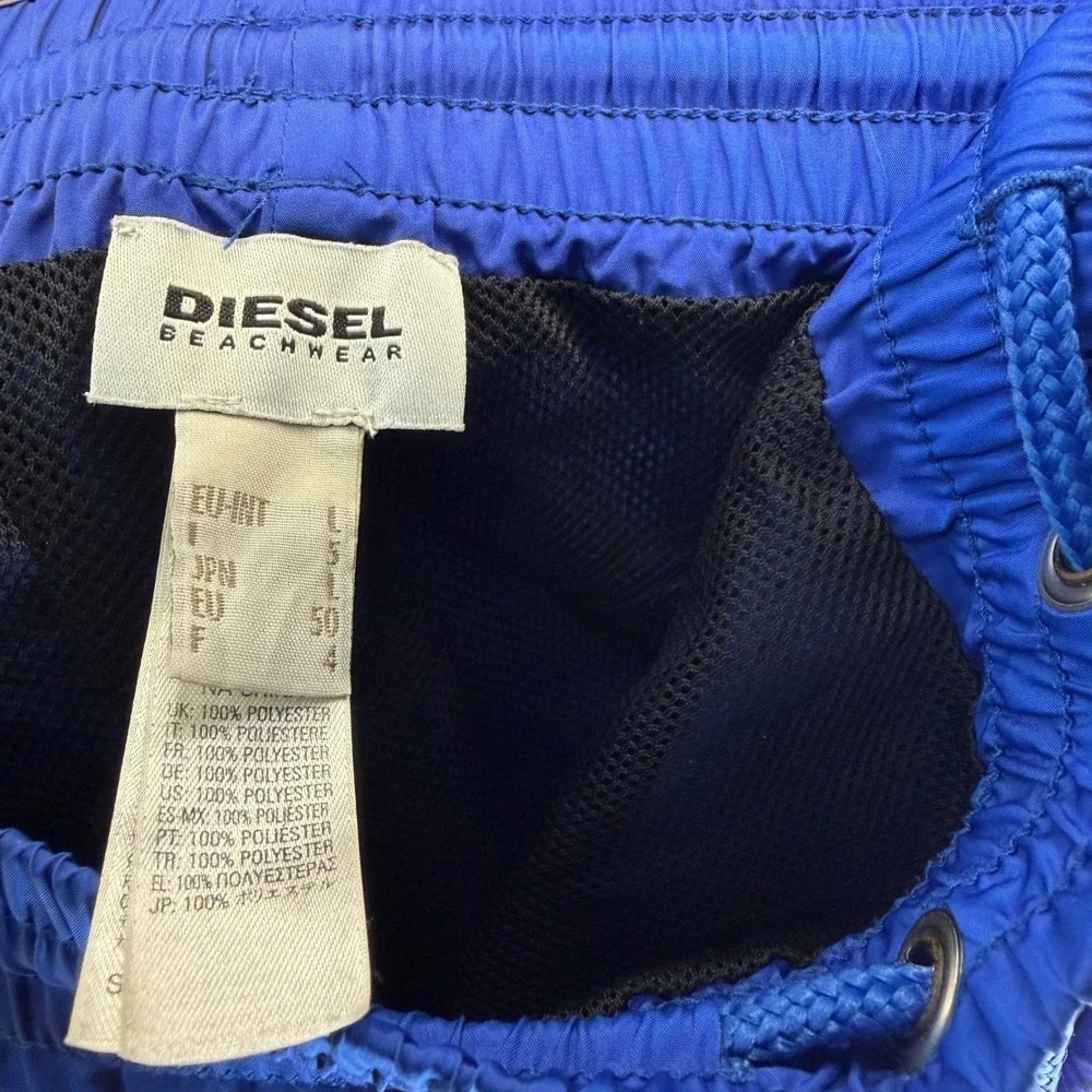 Diesel Only The Brave Blue Swim Trunks Mens Size Large Mohawk Graphic Beachwear